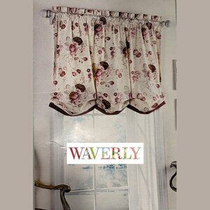 Vint. WAVERLY Garden Room Clip-Up Balloon Shade 100% Cotton in Vintage Rose